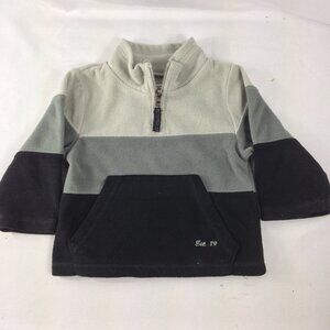 Est.89 Boys Toddler Pullover Sweater 1/4 Zip Black Gray Sz 18M